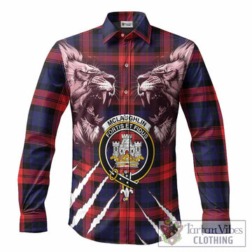 McLaughlin Tartan Crest Long Sleeve Button Shirts Ferocious Lion Style
