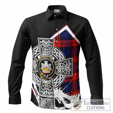 McLaughlin Tartan Crest Long Sleeve Button Shirts Scottish Celtic Cross Heritage