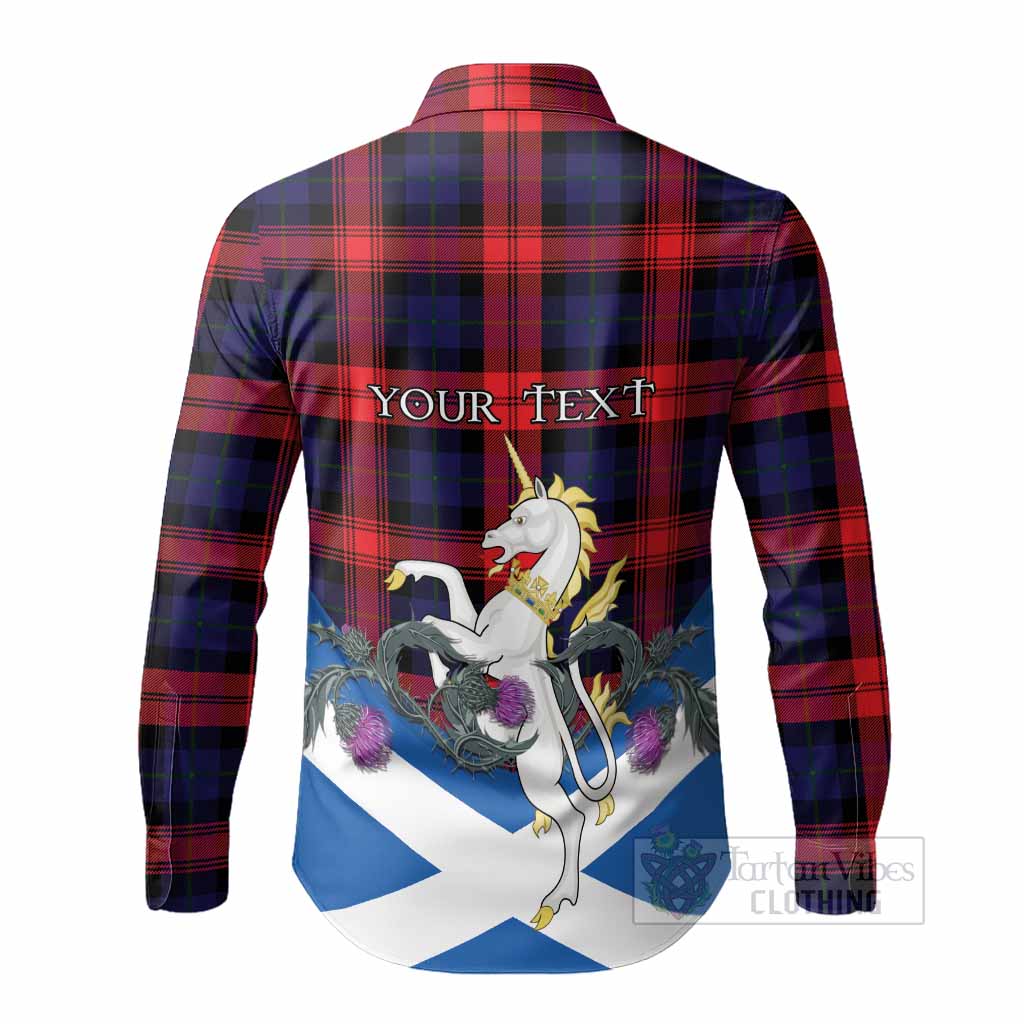 McLaughlin Tartan Crest Long Sleeve Button Shirts Scottish Unicorn With Thistle