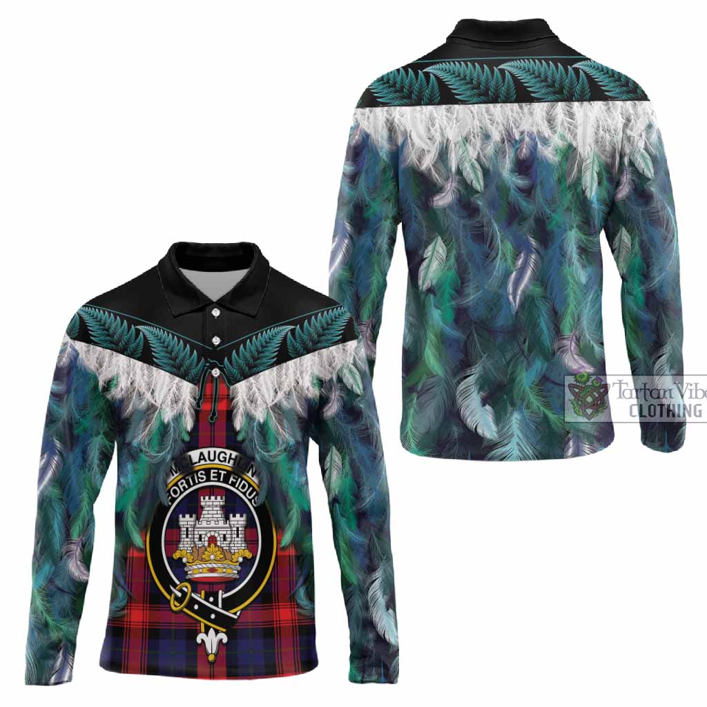 McLaughlin Tartan Crest Long Sleeve Polo Shirt New Zealand Maori Korowai Cloak