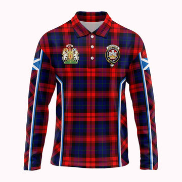 Mclaughlin Tartan Crest Long Sleeve Polo Shirt Scotland Coat of Arm Flag Style