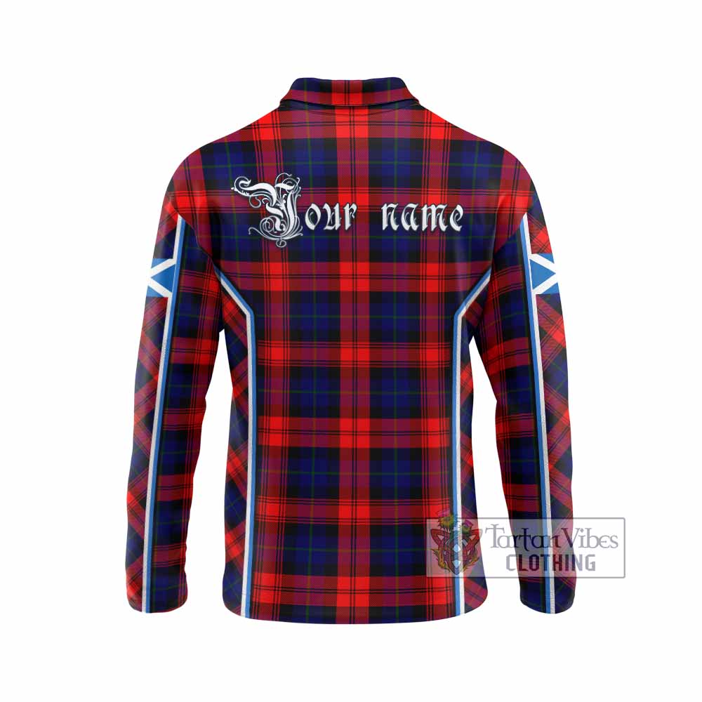 Mclaughlin Tartan Crest Long Sleeve Polo Shirt Scotland Coat of Arm Flag Style - Tartan Vibes Clothing