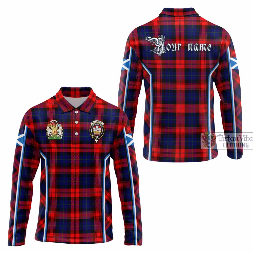Mclaughlin Tartan Crest Long Sleeve Polo Shirt Scotland Coat of Arm Flag Style - Tartan Vibes Clothing