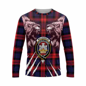 McLaughlin Tartan Crest Long Sleeve T-Shirt Ferocious Lion Style