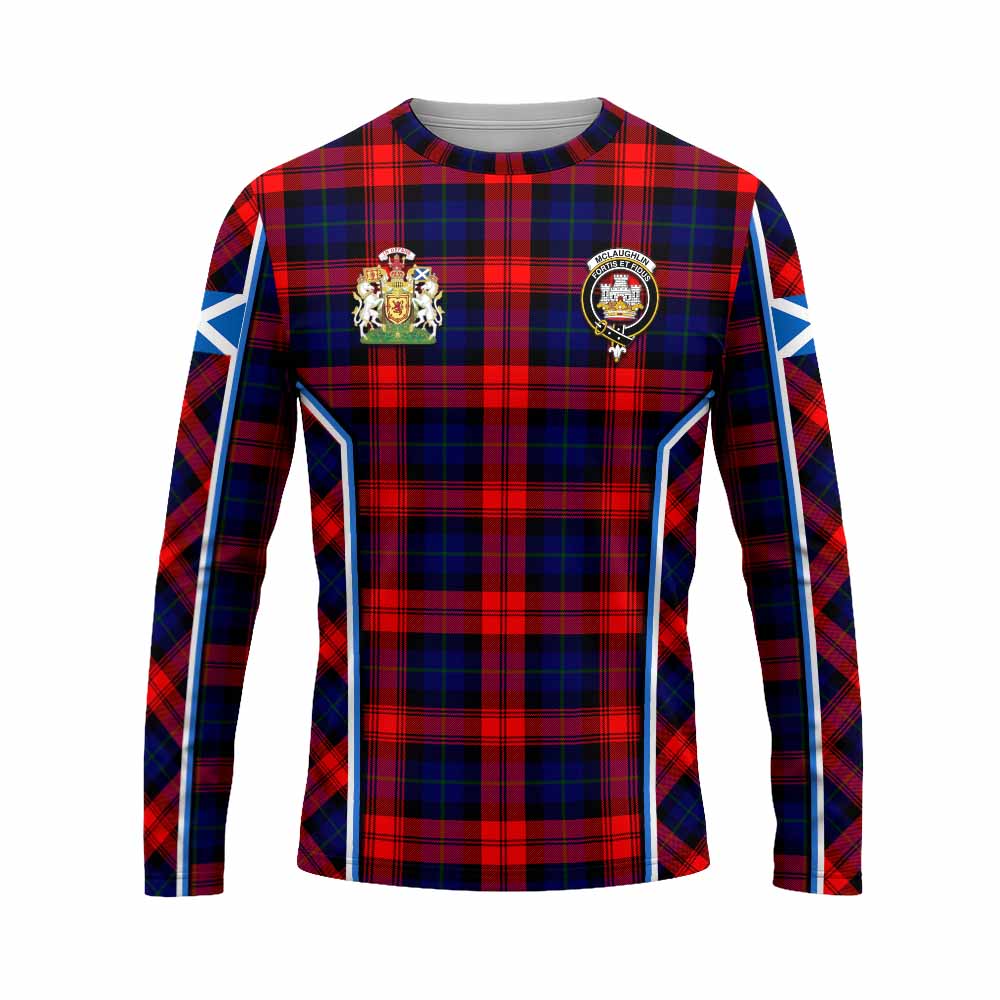 Mclaughlin Tartan Crest Long Sleeve T-Shirt Scotland Coat of Arm Flag Style - Tartan Vibes Clothing