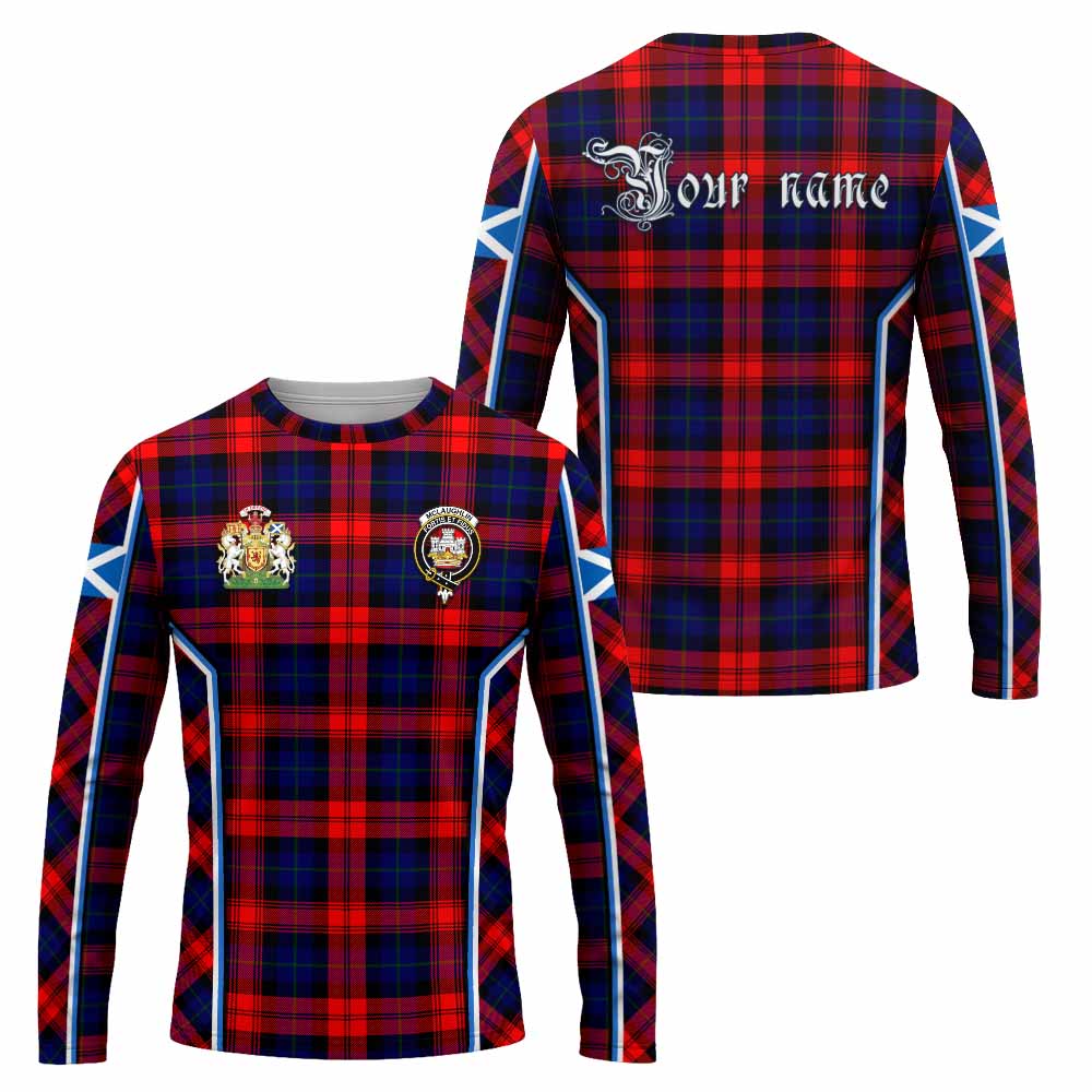 Mclaughlin Tartan Crest Long Sleeve T-Shirt Scotland Coat of Arm Flag Style - Tartan Vibes Clothing