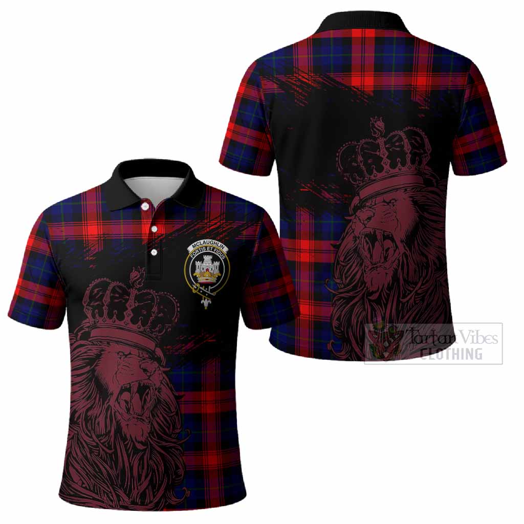 McLaughlin Tartan Crest Polo Shirt Crowned Lion Heritage Style
