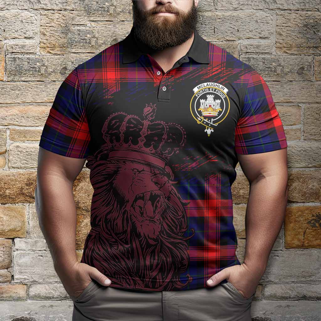 McLaughlin Tartan Crest Polo Shirt Crowned Lion Heritage Style