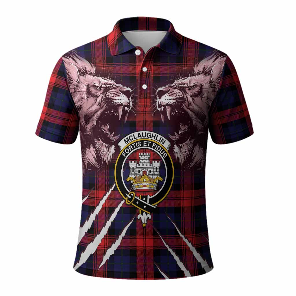 McLaughlin Tartan Crest Polo Shirt Ferocious Lion Style