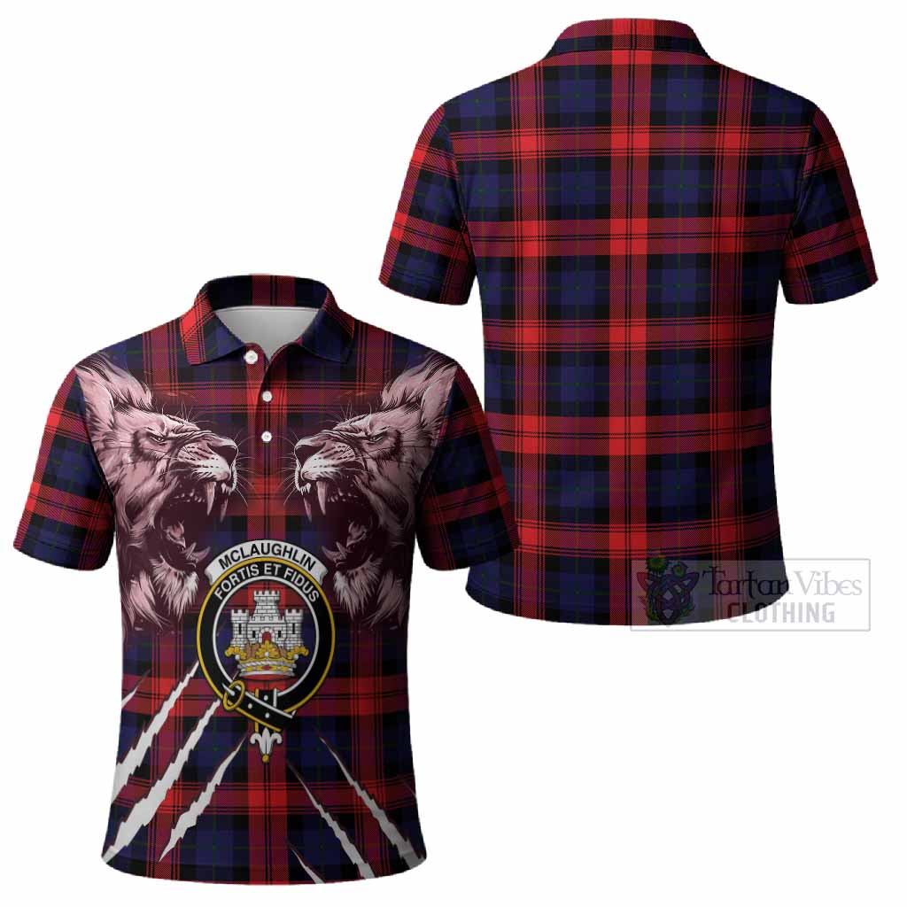 McLaughlin Tartan Crest Polo Shirt Ferocious Lion Style