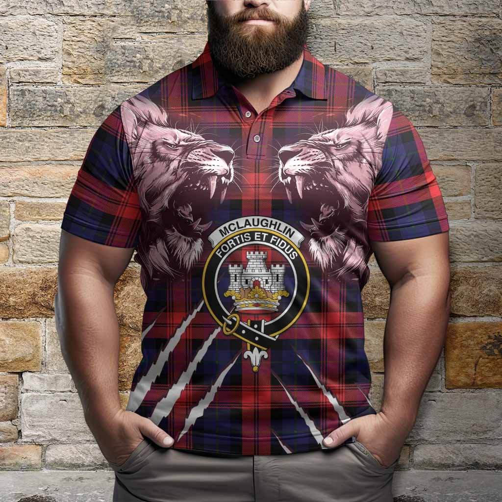 McLaughlin Tartan Crest Polo Shirt Ferocious Lion Style