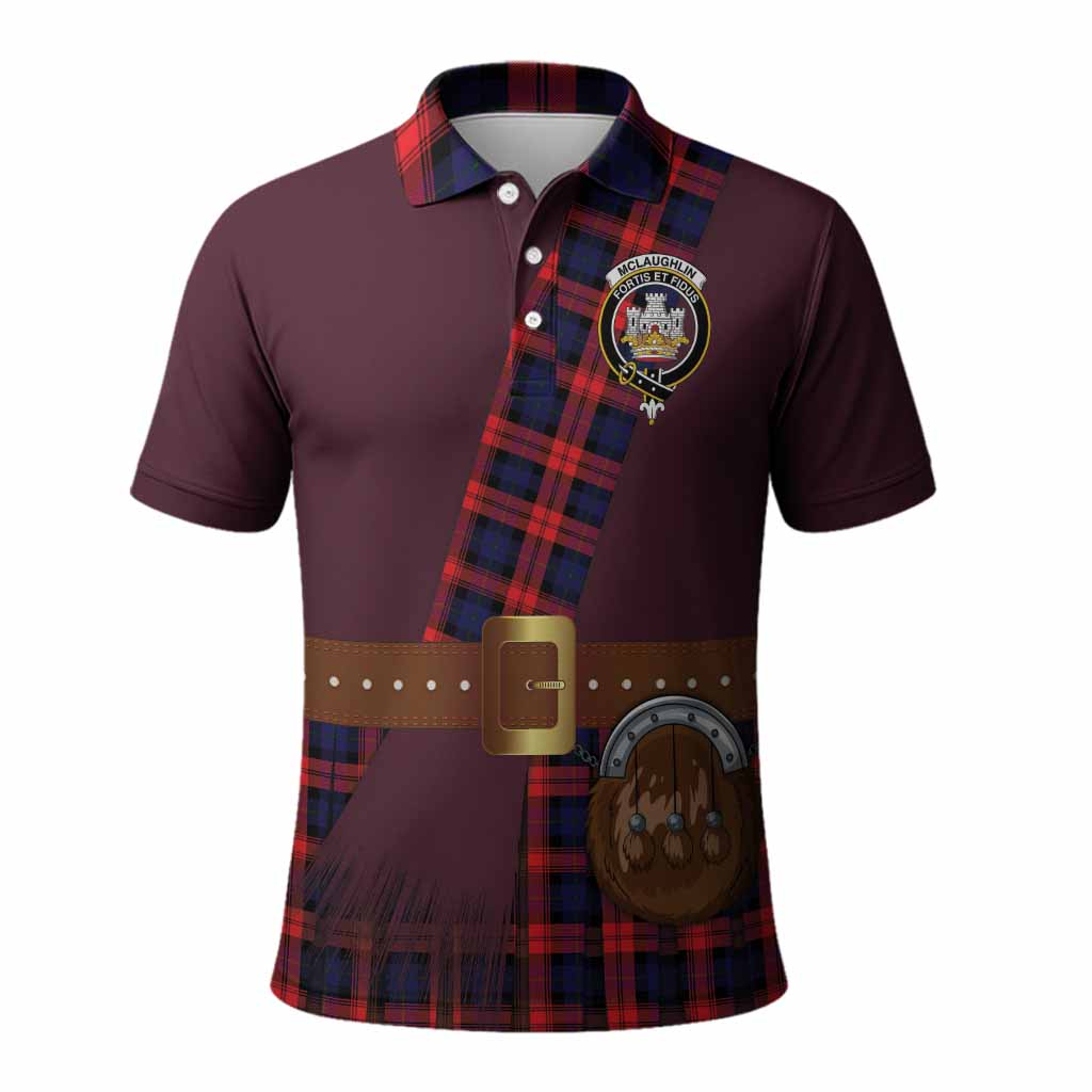 McLaughlin Tartan Crest Polo Shirt Kilt Costume Style