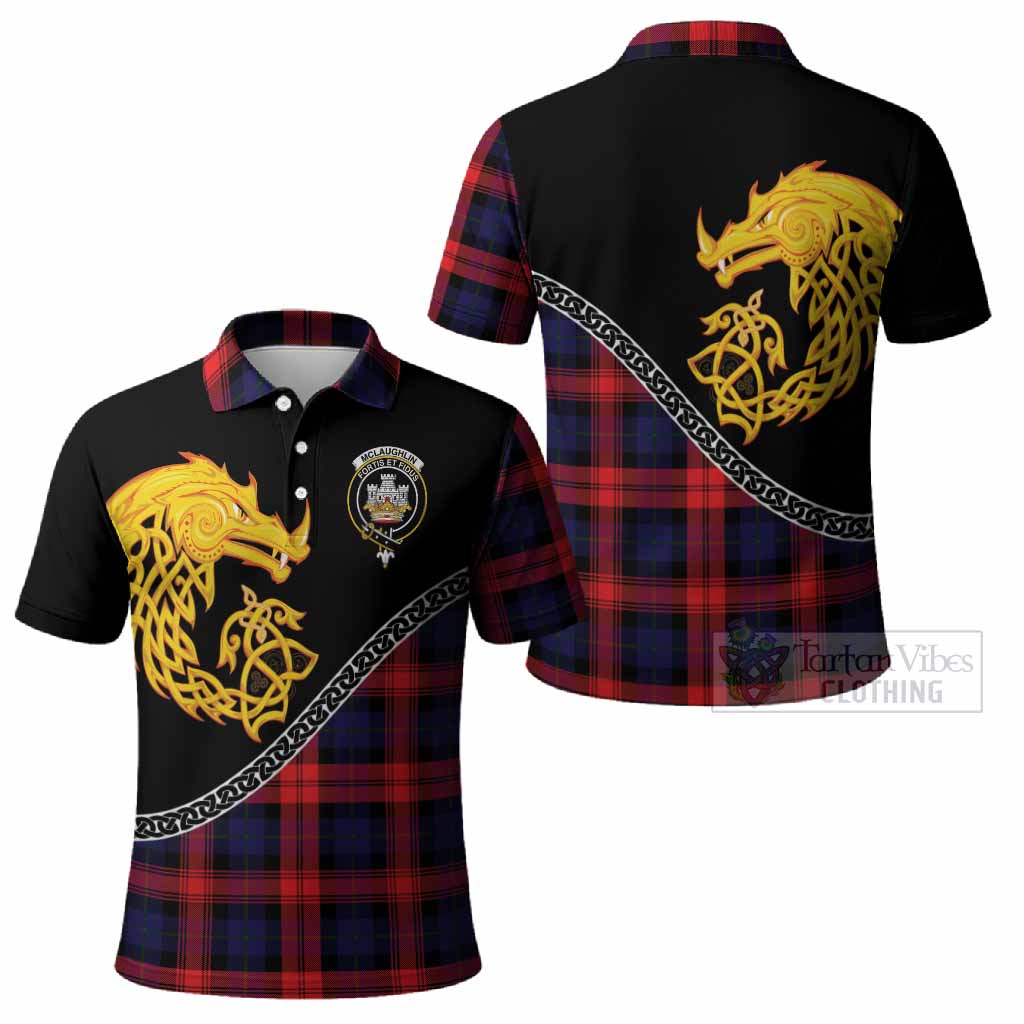 McLaughlin Tartan Crest Polo Shirt Legendary Dragon Knot Half Style
