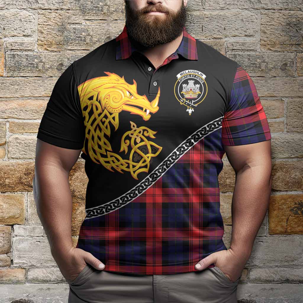 McLaughlin Tartan Crest Polo Shirt Legendary Dragon Knot Half Style