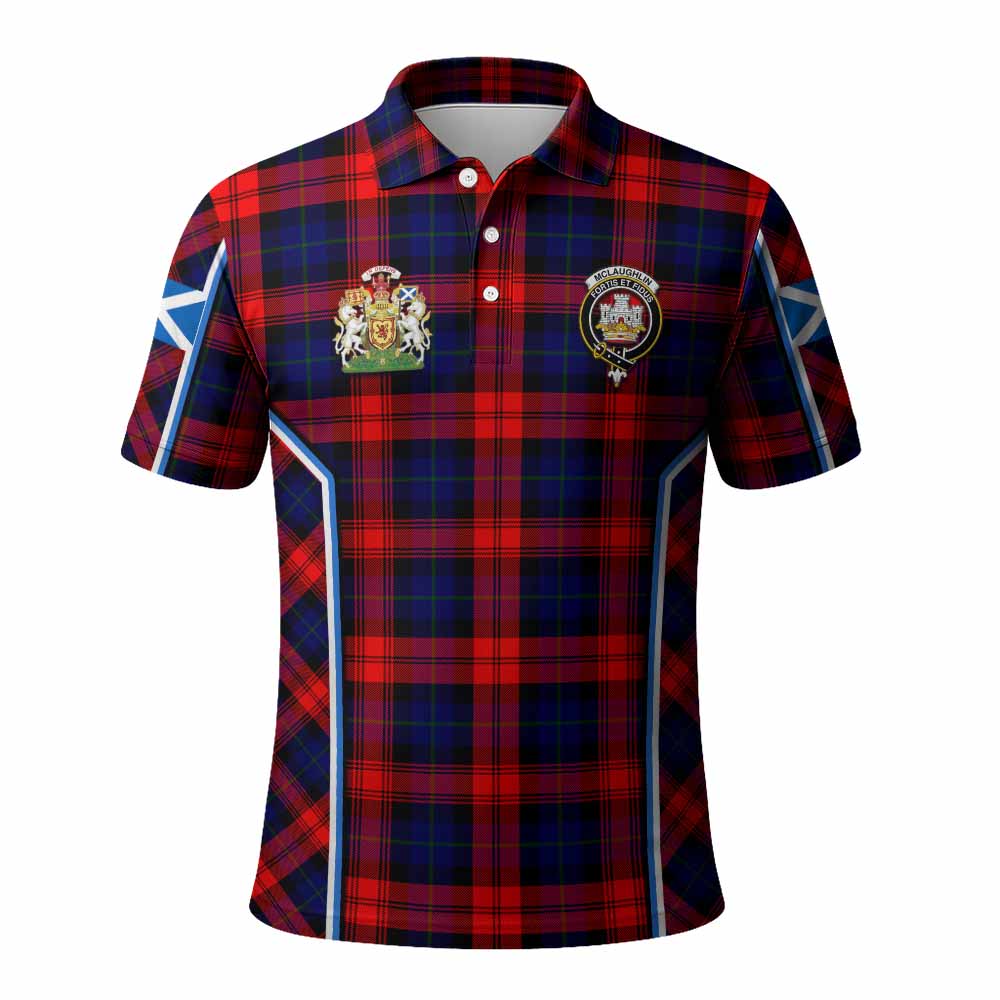 Mclaughlin Tartan Crest Polo Shirt Scotland Coat of Arm Flag Style - Tartan Vibes Clothing