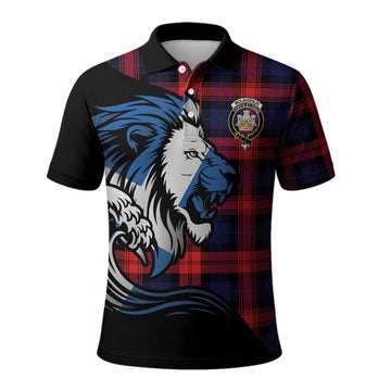 McLaughlin Tartan Crest Polo Shirt Scottish Golden Lions Wave Flow