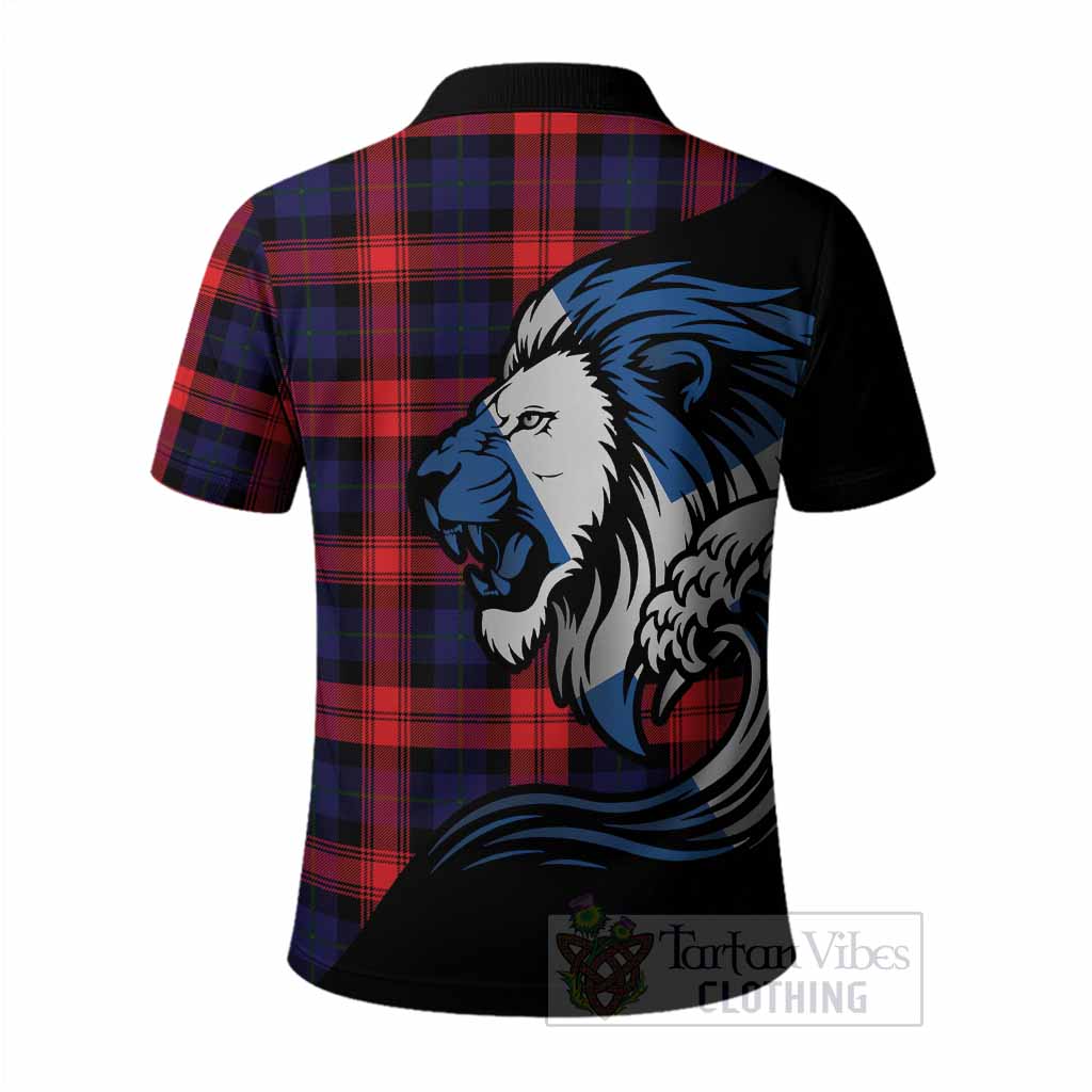 McLaughlin Tartan Crest Polo Shirt Scottish Golden Lions Wave Flow