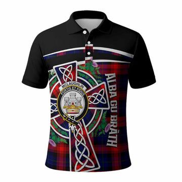 McLaughlin Tartan Crest Polo Shirt Scottish Thistle Celtic Cross Alba Gu Brath