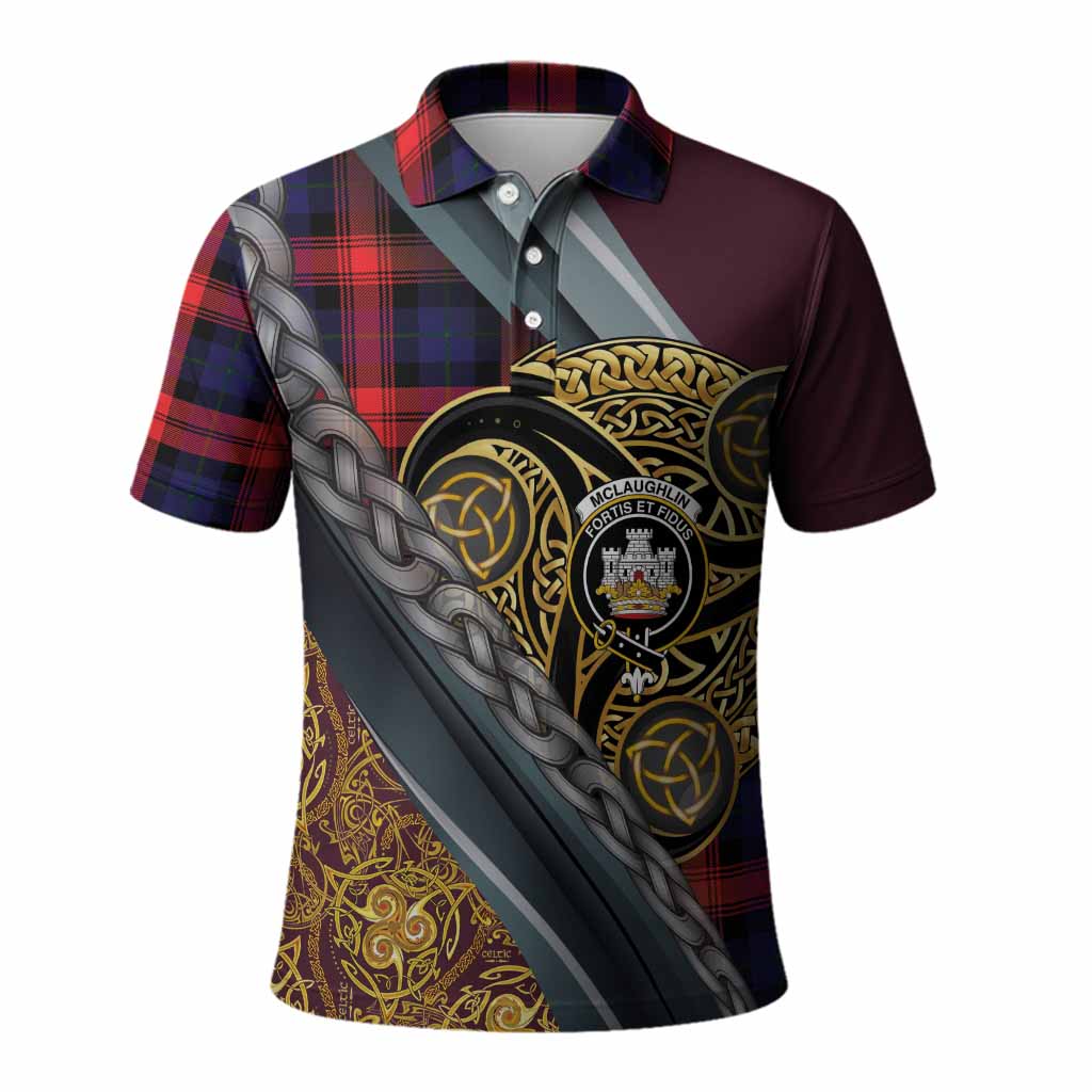 McLaughlin Tartan Crest Polo Shirt Scottish Triskele Celtic