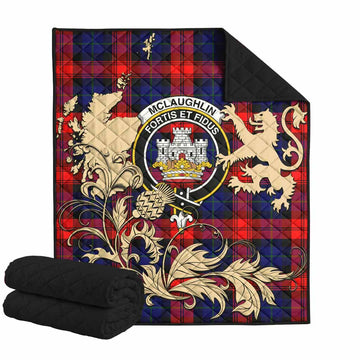 McLaughlin Tartan Crest Premium Quilt with Scottish Iconic Symbols 