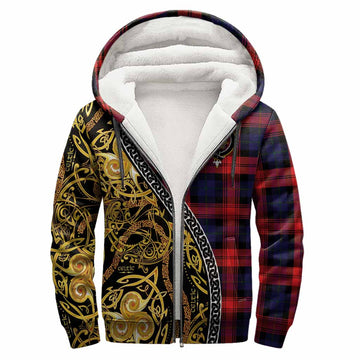 McLaughlin Tartan Crest Sherpa Hoodie Celtic Knot and Triple Trickle Spiral Symbols
