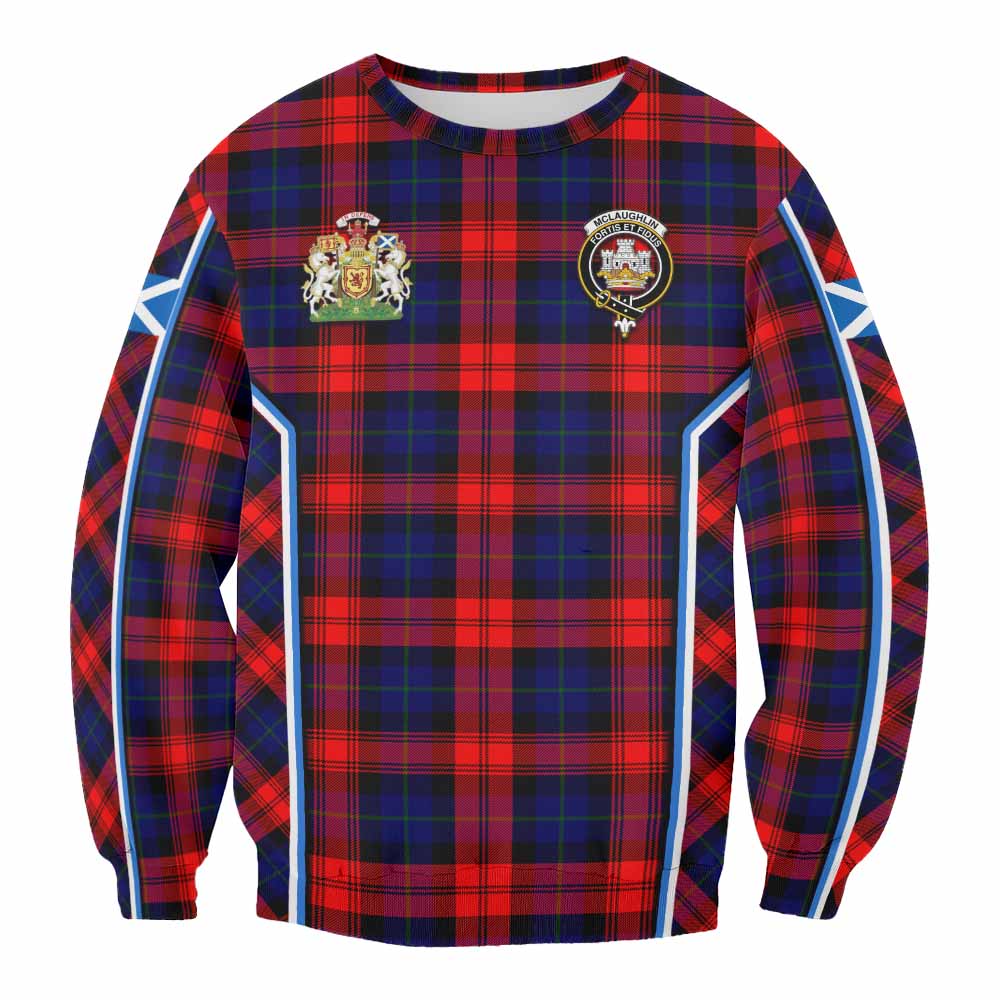 Mclaughlin Tartan Crest Sweatshirt Scotland Coat of Arm Flag Style - Tartan Vibes Clothing