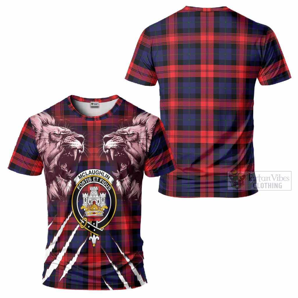 McLaughlin Tartan Crest T-Shirt Ferocious Lion Style