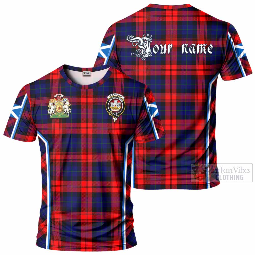 Mclaughlin Tartan Crest T-shirt Scotland Coat of Arm Flag Style - Tartan Vibes Clothing