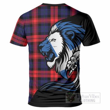 McLaughlin Tartan Crest T-Shirt Scottish Golden Lions Wave Flow