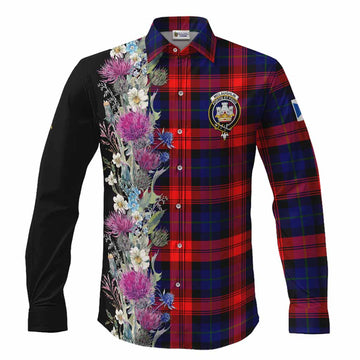 McLaughlin Tartan Crest Thistle Floral Long Sleeve Button Shirts Men's Shirt S - Tartan Vibes Clothing