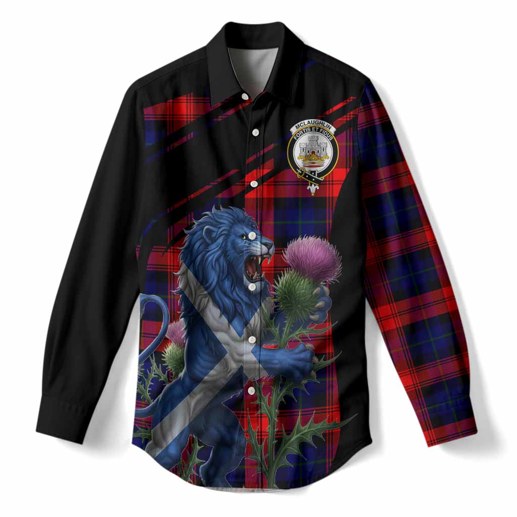 McLaughlin Tartan Crest Women Casual Shirt Scottish Lion Rampant Thistle