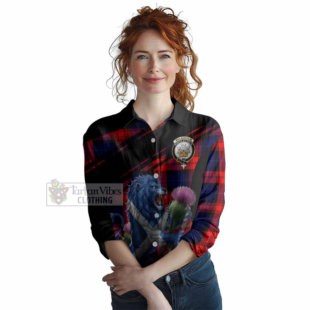 McLaughlin Tartan Crest Women Casual Shirt Scottish Lion Rampant Thistle