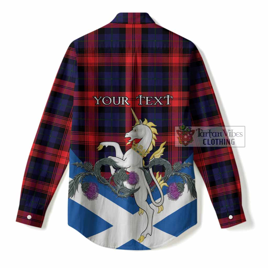 McLaughlin Tartan Crest Women Casual Shirt Scottish Unicorn With Thistle