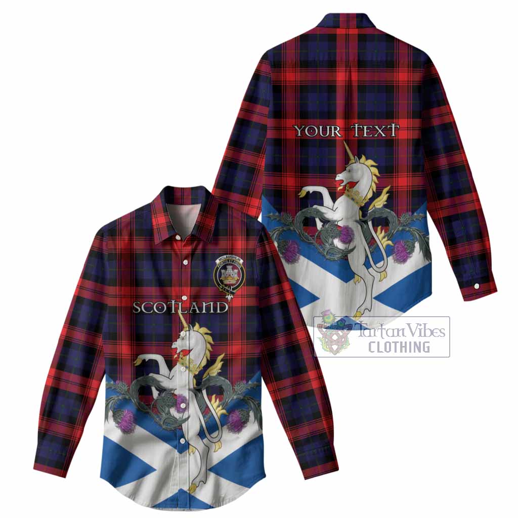 McLaughlin Tartan Crest Women Casual Shirt Scottish Unicorn With Thistle