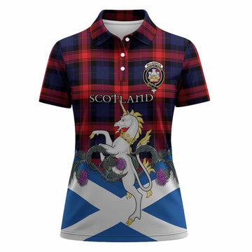 McLaughlin Tartan Crest Women Polo Shirt Scottish Unicorn With Thistle