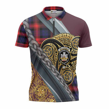 McLaughlin Tartan Crest Zipper Polo Shirt Scottish Triskele Celtic