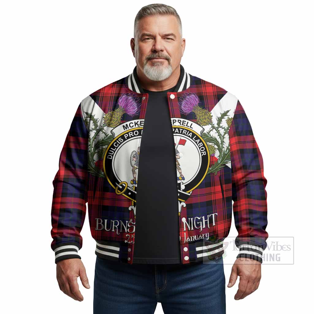McLaughlin Tartan Family Crest Baseball Jacket Scottish Burns Night Thistle Floral