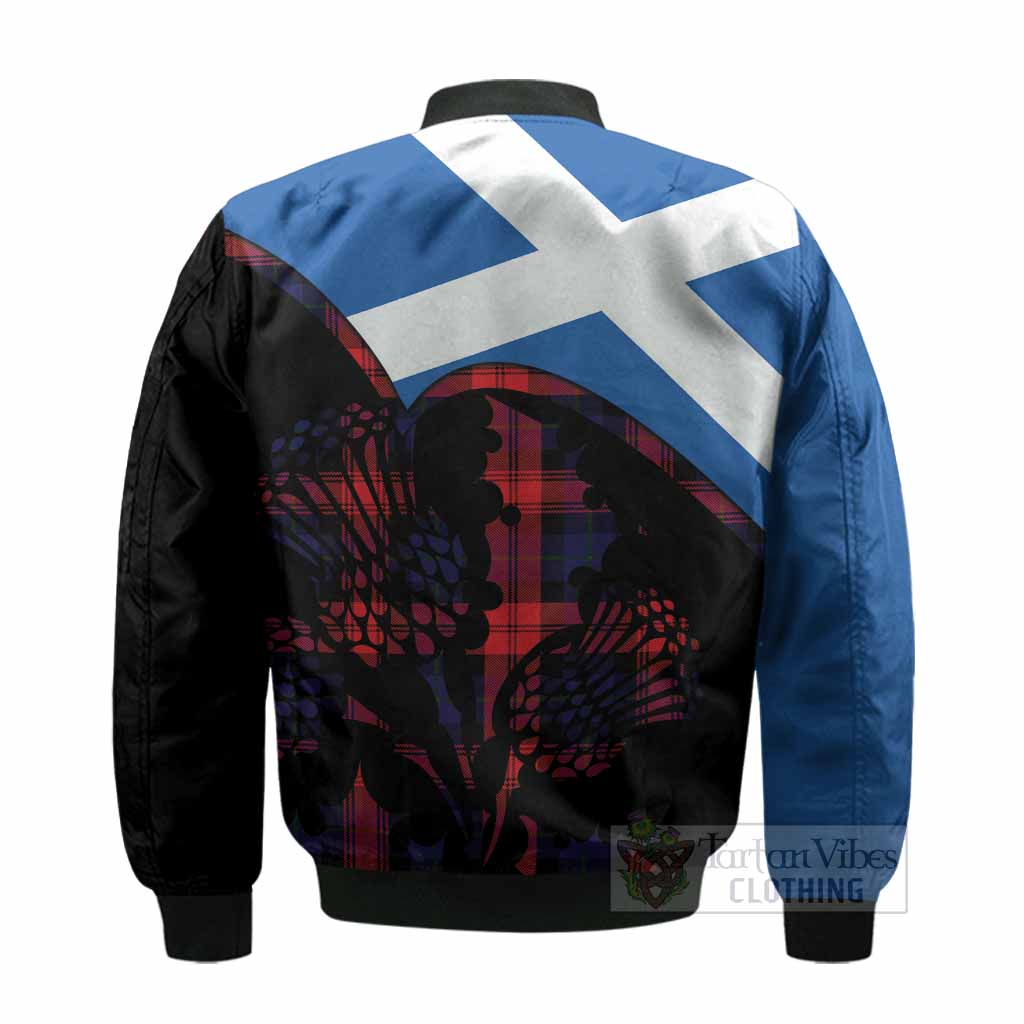 McLaughlin Tartan Family Crest Bomber Jacket Scotland Thistle Floral Flag Style