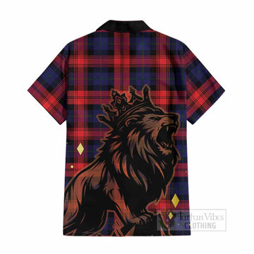 McLaughlin Tartan Family Crest Cotton Hawaiian Shirt Crowned Lion Roaring