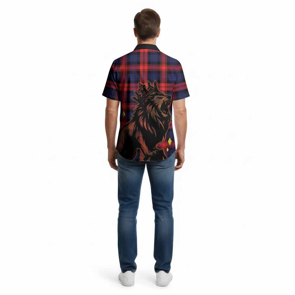 McLaughlin Tartan Family Crest Cotton Hawaiian Shirt Crowned Lion Roaring