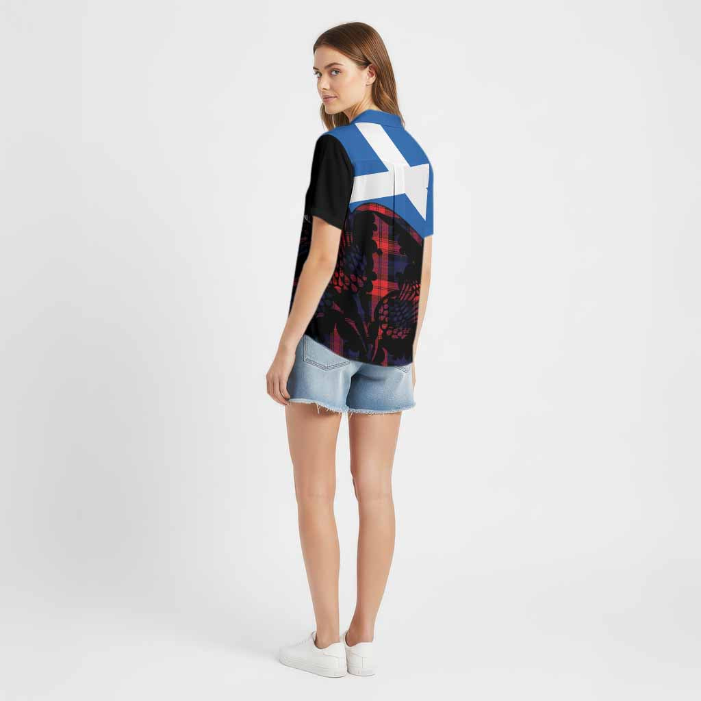 McLaughlin Tartan Family Crest Cotton Hawaiian Shirt Scotland Thistle Floral Flag Style