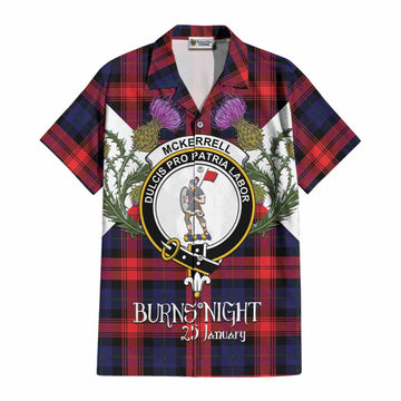 McLaughlin Tartan Family Crest Cotton Hawaiian Shirt Scottish Burns Night Thistle Floral
