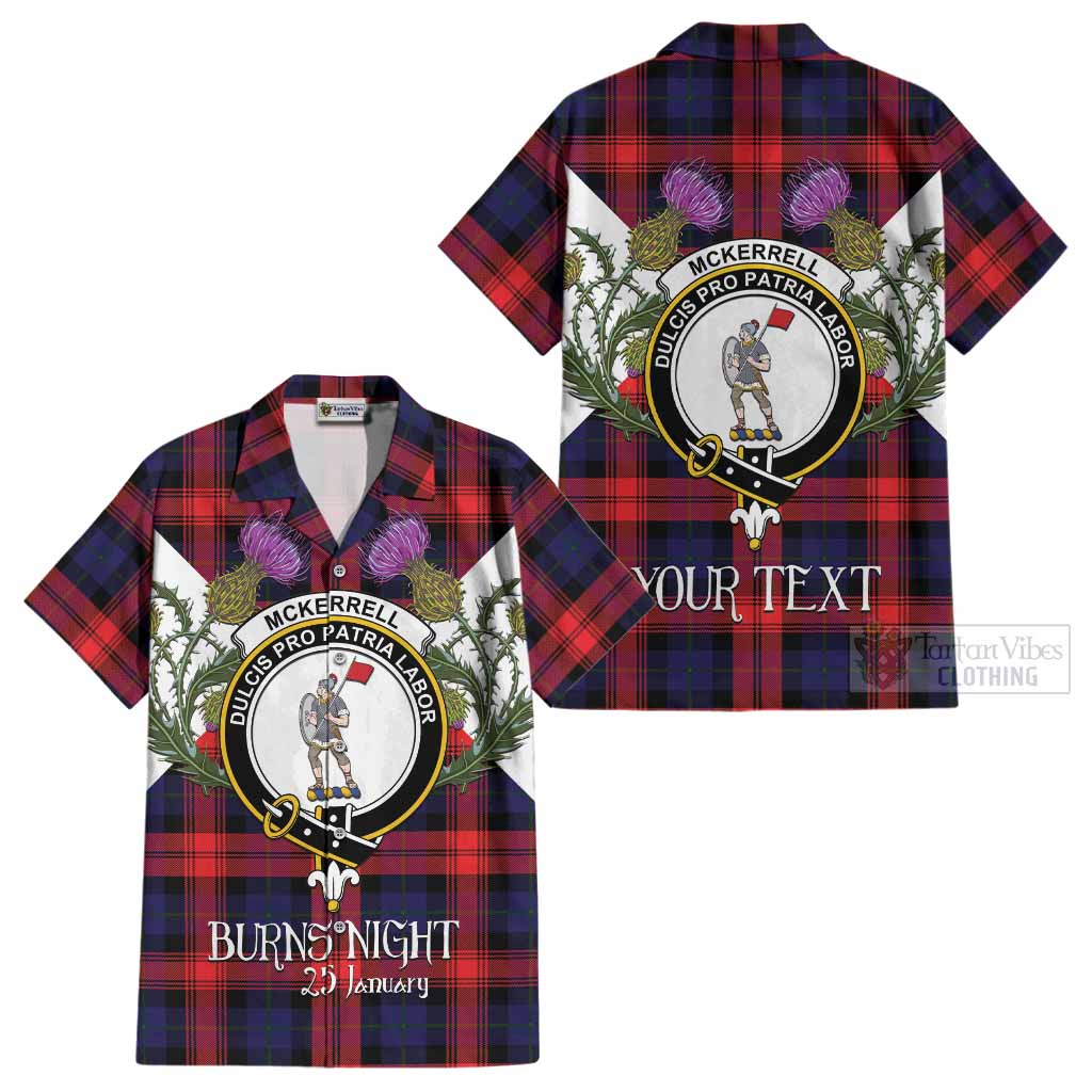 McLaughlin Tartan Family Crest Cotton Hawaiian Shirt Scottish Burns Night Thistle Floral