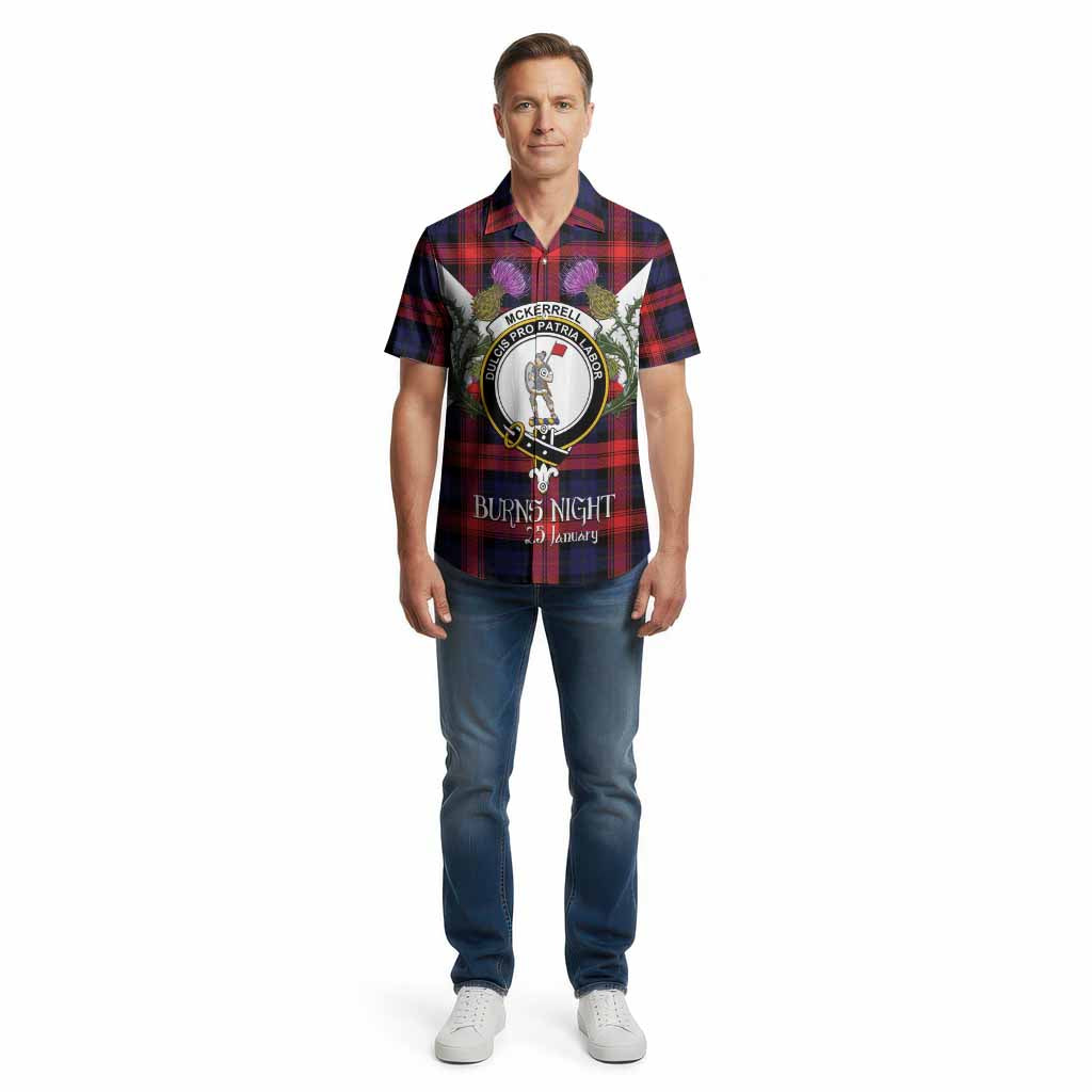 McLaughlin Tartan Family Crest Cotton Hawaiian Shirt Scottish Burns Night Thistle Floral