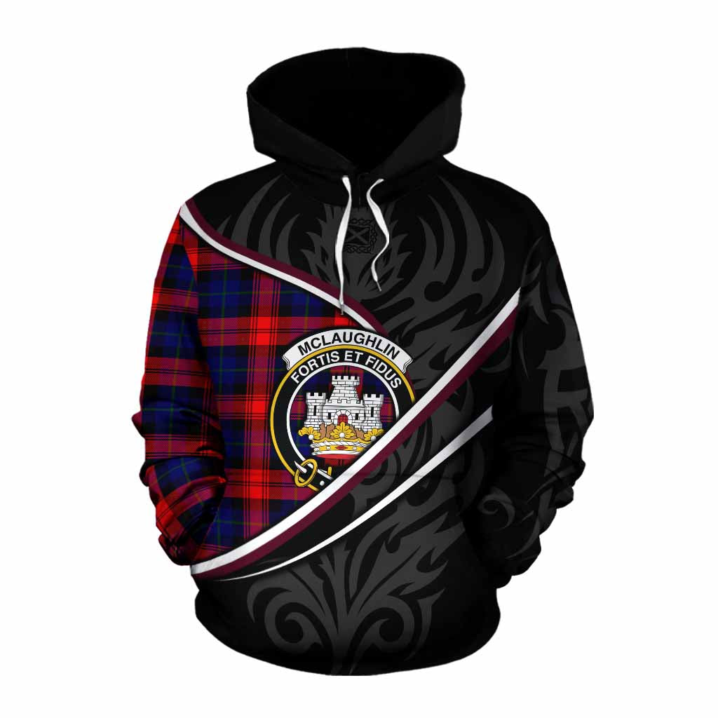 Mclaughlin Tartan Family Crest Cotton Hoodie Celtic Scottish Thistle Floral - Tartan Vibes Clothing