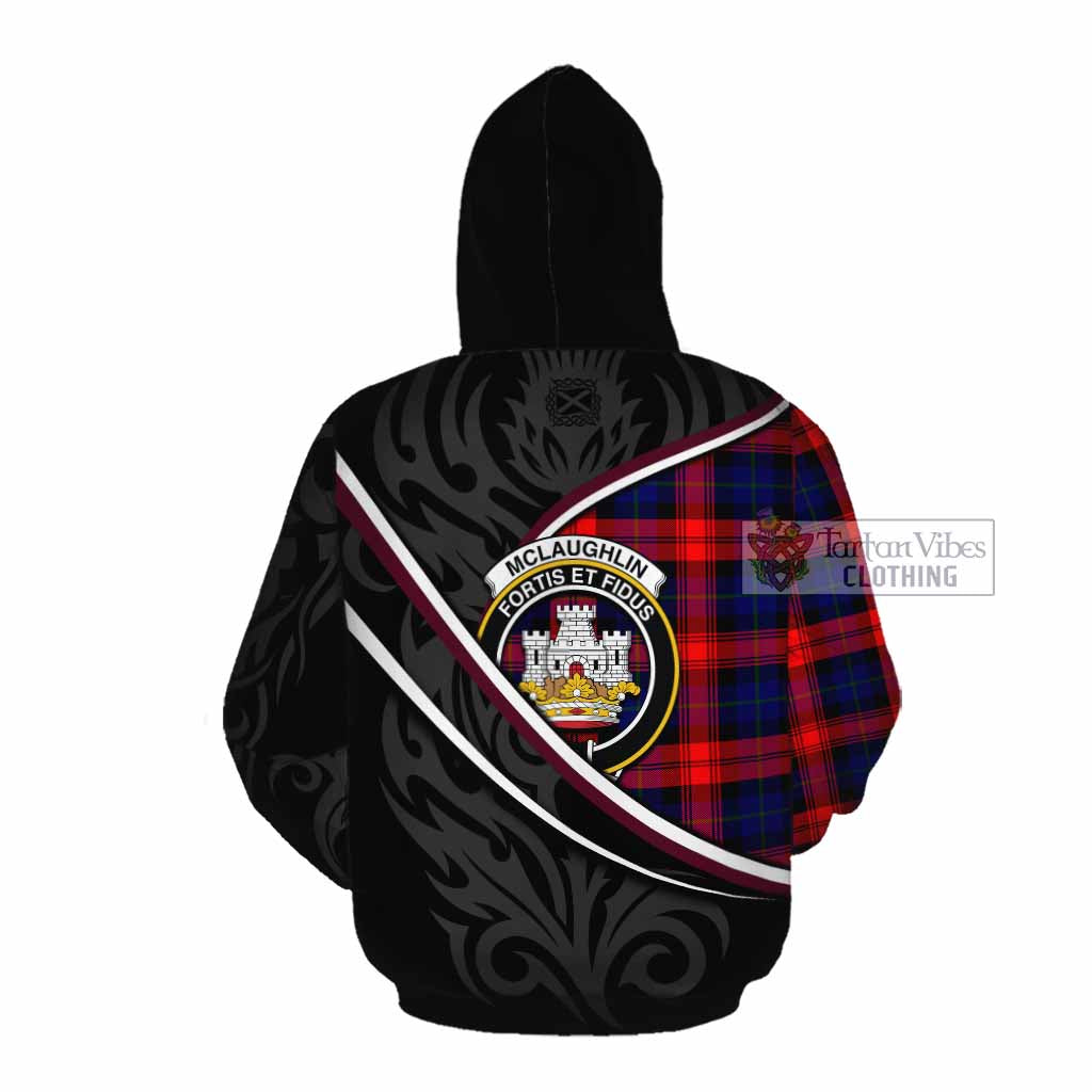 Mclaughlin Tartan Family Crest Cotton Hoodie Celtic Scottish Thistle Floral - Tartan Vibes Clothing