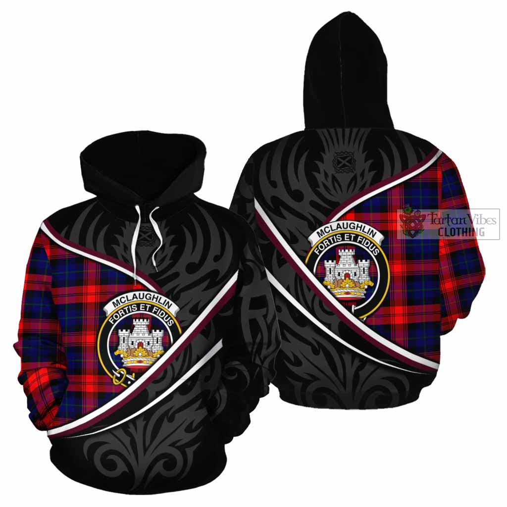 Mclaughlin Tartan Family Crest Cotton Hoodie Celtic Scottish Thistle Floral - Tartan Vibes Clothing