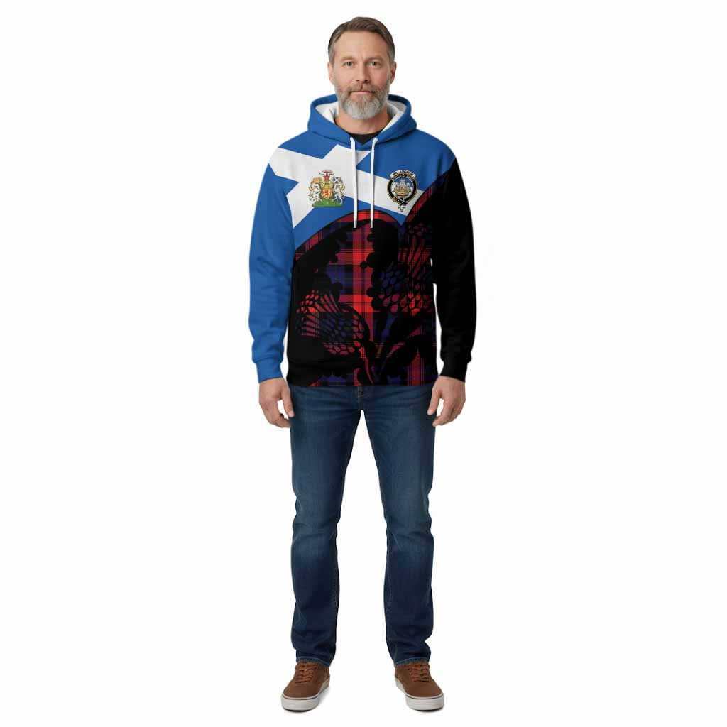 McLaughlin Tartan Family Crest Cotton Hoodie Scotland Thistle Floral Flag Style
