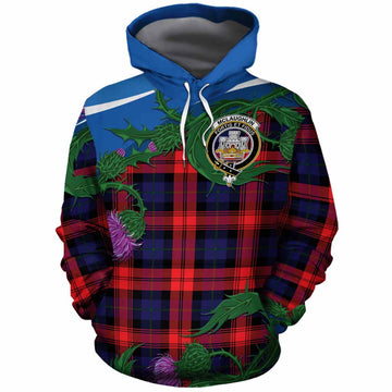 McLaughlin Tartan Family Crest Cotton Hoodie Thistle in Minimalism