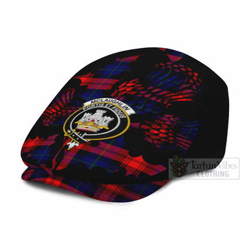 McLaughlin Tartan Family Crest Flat Cap, Jeff Cap Scotland Thistle Floral